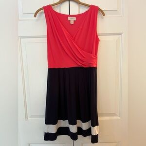 LOFT Coral and Navy Colorblock Dress EUC Size Sp